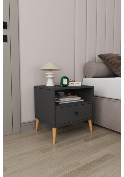 Modern Çekmeceli Komodin Şifonyer %100 Mdf Çok Amaçlı Organizer Kmd02 Antrasit
