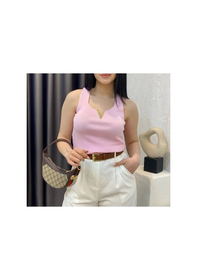 Çınar Boutique V Toka Detaylı Tişört Pembe Pembe