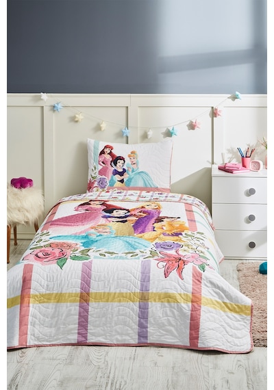 Princess Flowers Tek Kişilik Disney Lisanslı Çocuk Yatak Örtüsü 160x230 Cm Pembe