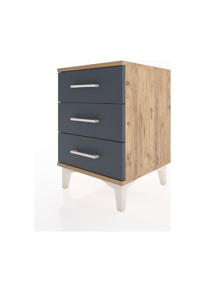 Hyperion Komodin 3 Çekmeceli 44x44x64 Çam-antrasit Atlas Çam