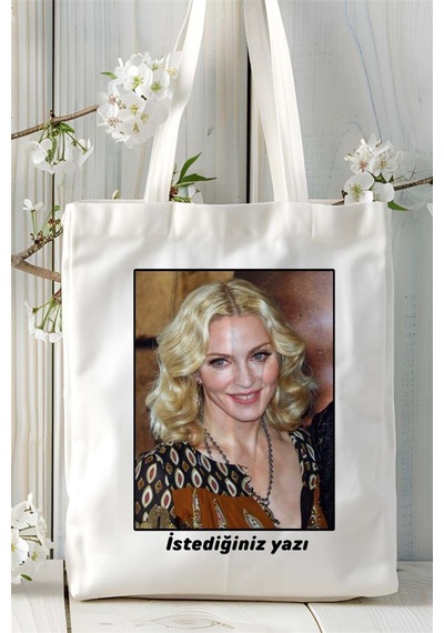 Art Hediye Madonna Baskılı Bez Çanta Omuz Çantası Kişiye Özel Desen 4 Çok Renkli