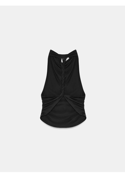 Dilvin 21246 Degaje Yaka Top-siyah