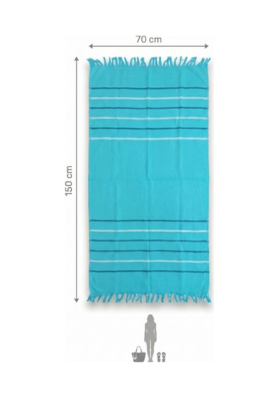 100 Pamuklu Banyo Deniz Plaj Peştemal Havlu 70x150 Cm Turkuaz