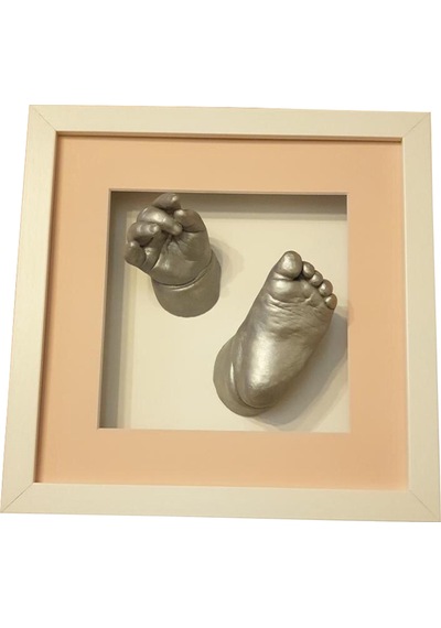 Küçük İzler Beyaz Çerçeveli Bebek El Ve Ayak İzi Heykeli Set