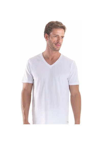 Erkek Fanila 2li Paket V Yaka Loose Fit 9639 - Beyaz Beyaz