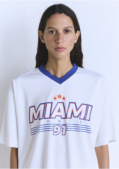 Mavi - Miami 91 Baskılı Ekru Forma Tişört 1613064-70057 Ekru