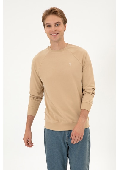 U.S. Polo Assn. Erkek Regular Fit Bisiklet Yaka Kum İnce Basic Sweatshirt 50313752-VR085 U.S. Polo Assn. Erkek Regular Fit Bisiklet Yaka Kum İnce Basic Sweatshirt 50313752-VR085