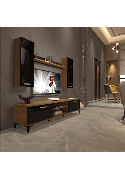 Decoraktiv Eko 7 Mdf Dvd Silver Tv Ünitesi Tv Sehpası Pera - Siyah