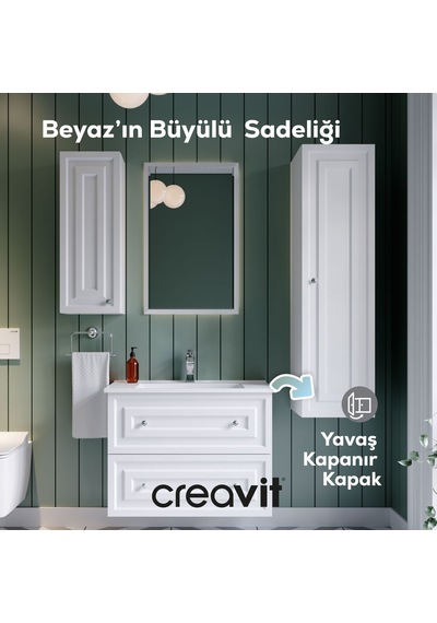 Creavit Kayra Boy Dolabı 130cm Mat Beyaz Mat Beyaz Creavit Kayra Boy Dolabı 130cm Mat Beyaz Mat Beyaz
