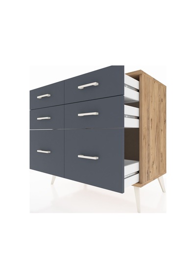 Hyperion Şifonyer 6 Çekmeceli 88x44x80 Çam-çam/antrasit Çam/antrasit Hyperion Şifonyer 6 Çekmeceli 88x44x80 Çam-çam/antrasit Çam/antrasit