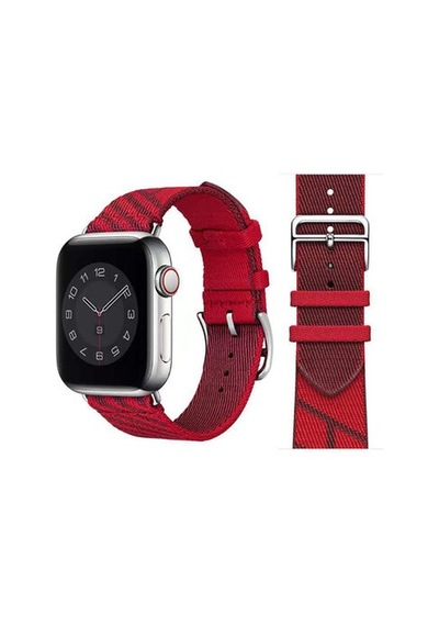 Apple Watch Uyumlu Ultra 49mm Kordon Krd-51 Hasır Strap Kayış - Kırmızı