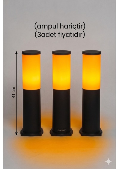 3 Adet 41 Cm Bahçe Yol Aydınlatma, Set Üstü, Duvar Armatürü, Çim,yürüyüş Yolu Aplik,dekoratif Armatür Ampul Hariç