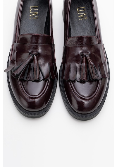 Luvishoes Luvi Shoes Milina Bordo Rugan Püsküllü Hakiki Deri Kadın Loafer Ayakkabı Bordo Rugan