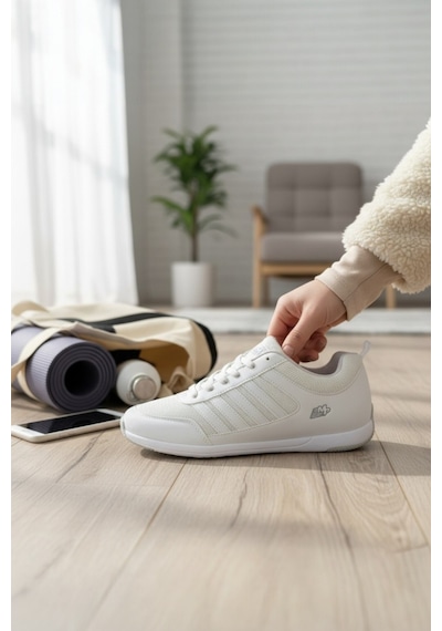 Enoch Erkek/unisex Beyaz Yürüyüş Ve Fitness Ayakkabısı - Hafif Taban Spor Sneaker Beyaz
