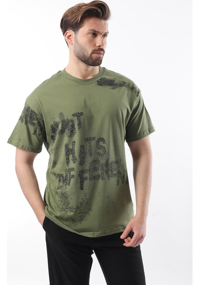 Madmext Haki Baskılı Erkek T-shirt E7115 Haki