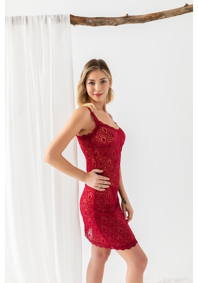 Gallipoli Devore Transparan Babydoll String Takım Bordo Mgp31842