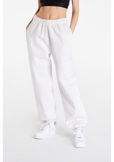 Nike Solo Swoosh Fleece Pant Pamuklu Şardonlu Bol Kesim Yüksek Bel Kadın Eşofman Altı Kırık Beyaz
