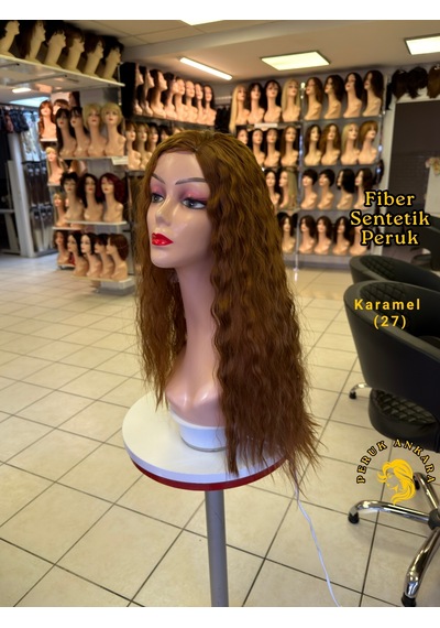 Afro Dalgası Peruk Fiber Sentetik Karamel