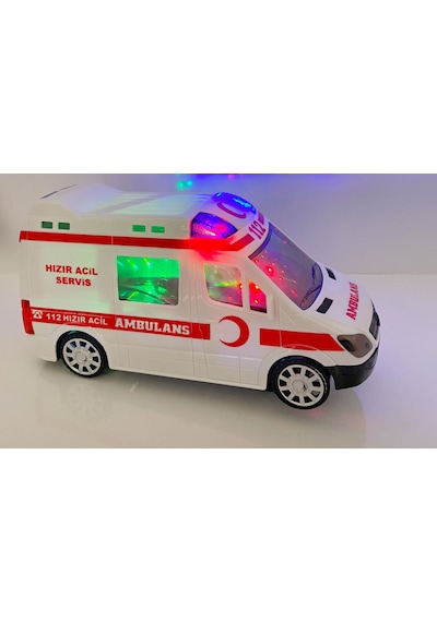 3D Işıklı Sesli Sirenli Pilli Oyuncak Ambulans Araba