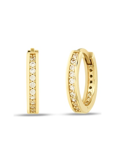 Debora Jewelry 14 Ayar Altın Tek Sıra Taşlı Küpe