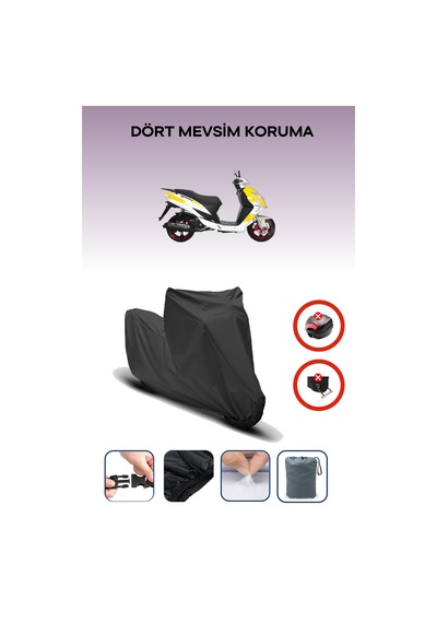 Siyah Arka Çanta Kilit Uyumsuz Yuki Yb 100 Jumbo Uyumlu Motosiklet Brandası, 4mevsim