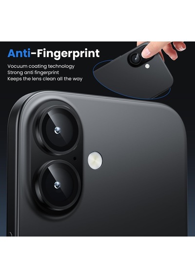 Apple Uyumlu iPhone 16 Plus Raze Metal Kamera Lens Koruyucu Siyah