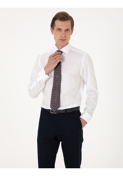 Pierre Cardin Erkek Beyaz Gömlek Desenli 50303339-vr013 Beyaz
