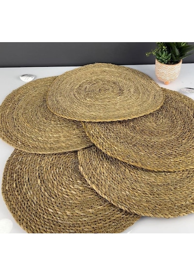 Supla Hasır Jüt Supla 6'lı Set Amerikan Servis Hasır Supla 35 Cm Açık Kahve