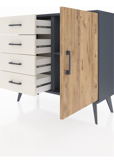 Arges Şifonyer Tek Raflı 4 Çekmeceli Tek Kapaklı 88x30x80 Antrasit-çam/aytaşı Çam/aytaşı Arges Şifonyer Tek Raflı 4 Çekmeceli Tek Kapaklı 88x30x80 Antrasit-çam/aytaşı Çam/aytaşı