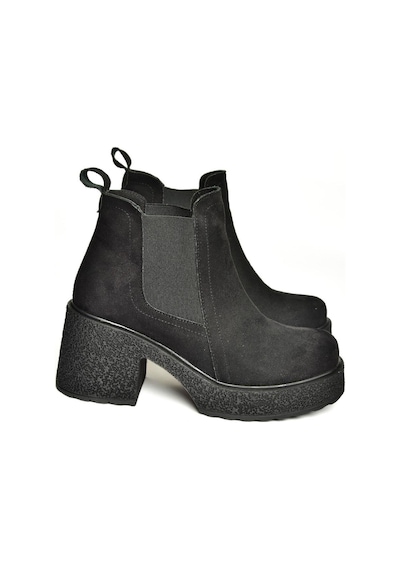 Fox Shoes T996220002 Siyah Süet Kalın Topuklu Kadın Bot Siyah-Süet Siyah