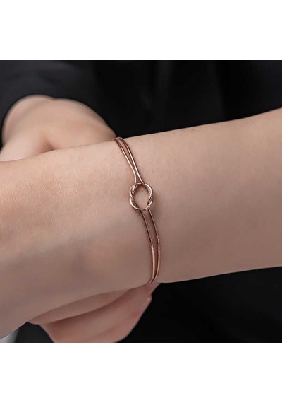 Cruse 925 Ayar Gümüş Rose Aşk Düğüm Kadın Bileklik
