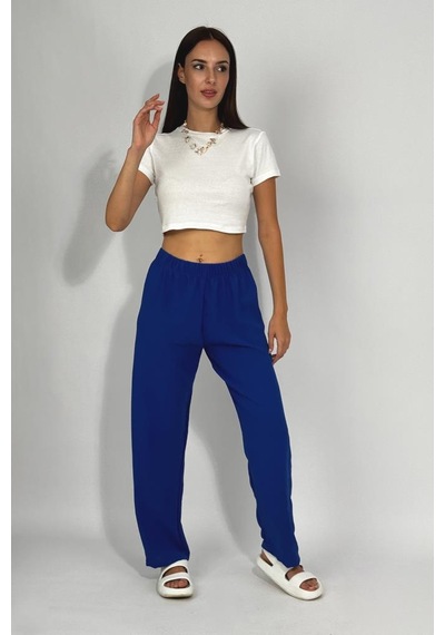 Kadın Beli Lastikli Ayrobin Eşofman Pantolon Saks Mavi