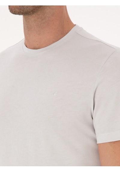 Taş Slim Fit %100 Pamuk Bisiklet Yaka Basic T-shirt Gri