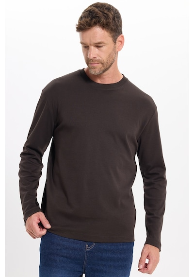Tudors Unisex Relax Fit Rahat Kesim %100 Pamuk Uzun Kollu Bisiklet Yaka Kahverengi Basic Tişört-51284 Tudors Unisex Relax Fit Rahat Kesim %100 Pamuk Uzun Kollu Bisiklet Yaka Kahverengi Basic Tişört-51284