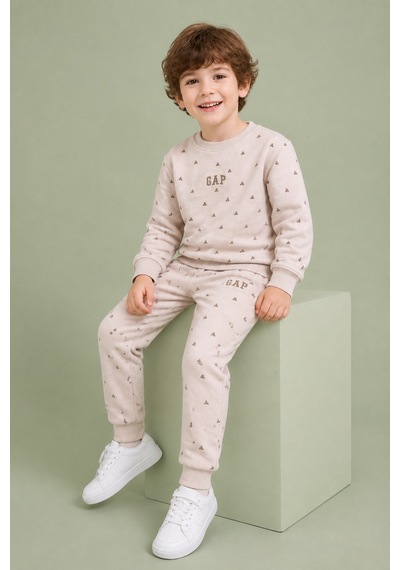 Eray Alp Kids Erkek Çocuk Bej Eşofman Takımı Günlük Rahat Kombin