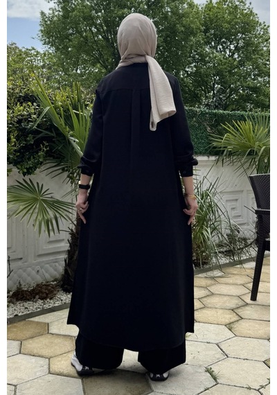 Rabia Şamlı Başak Pantolonlu Takım Siyah Normal