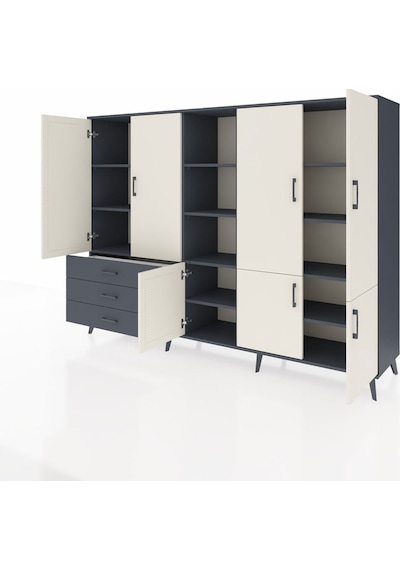 Hyperion Dolap 11 Raflı 3 Çekmeceli 7 Kapaklı 220x44x163 Antrasit Antrasit-aytaşı/antrasit Hyperion Dolap 11 Raflı 3 Çekmeceli 7 Kapaklı 220x44x163 Antrasit Antrasit-aytaşı/antrasit