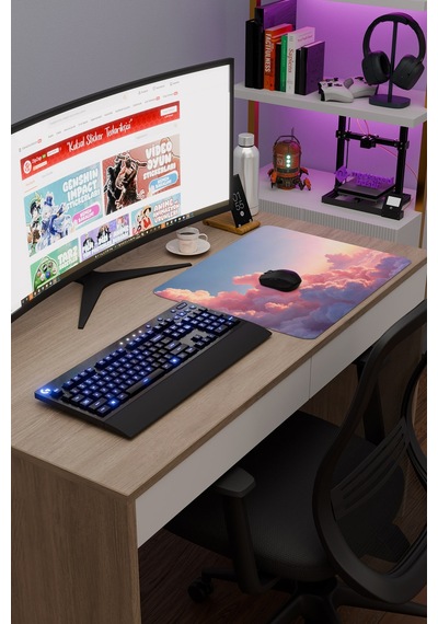 Bulutlar Kaymaz Dikişli Kauçuk Oyuncu Mousepad V4 - 48x40 Xl Gaming Mouse Pad Fare Altlığı
