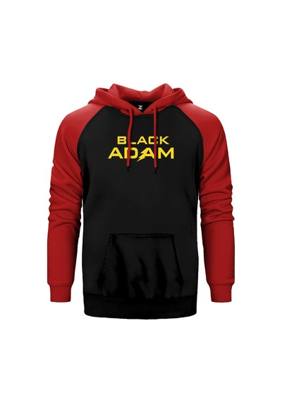 Black Adam Yellow Text Gri Renk Reglan Kol Sweatshirt / Hoodie