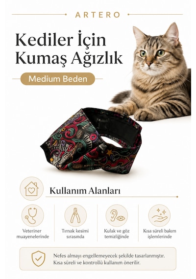 Artero Kediler İçin Kumaş Ağızlık Medium Beden