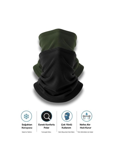 Sıngle Sword 2 Li Unisex Polar Bere & Boyunluk Seti Çok Amaçlı Kışlık Soğuk Hava Koruması 0// Siyah - 814702984 Siyah