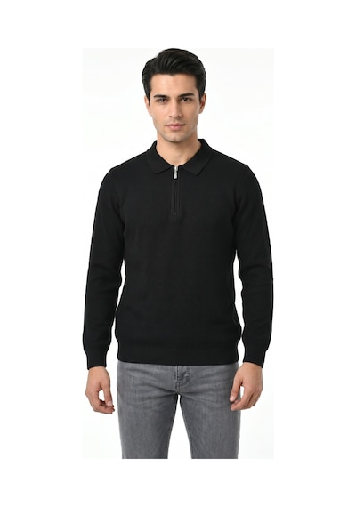 Foterman Erkek Spor Polo Yaka Mevsimlik Kazak Bgl-st05443 Siyah