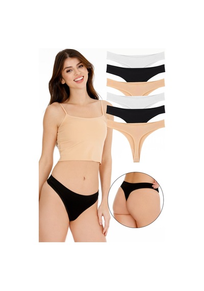 Sensu Kadın Brazilian Tanga 6'lı Paket Set - Kts1169 Karışık Çok Renkli