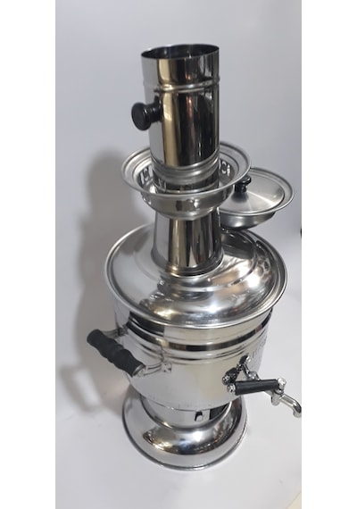 Sözenler Krom Odunlu Kömürlü 4.5 L Piknik Semaver + Özlem 1250 ML Demlik