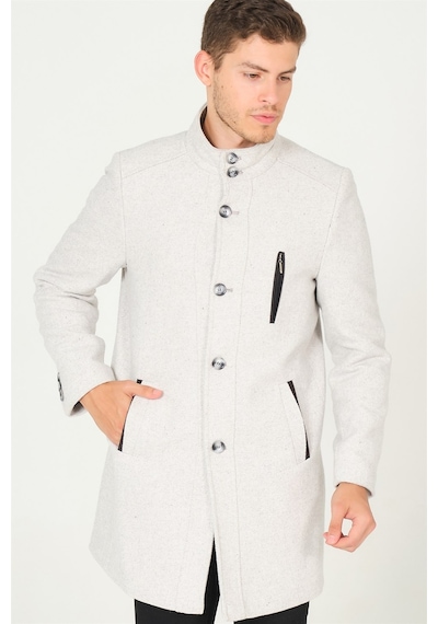 Plt8386 Dewberry Erkek Palto-Diagonal Gri-Krem-Diagonal Gri-Krem Gri - Krem