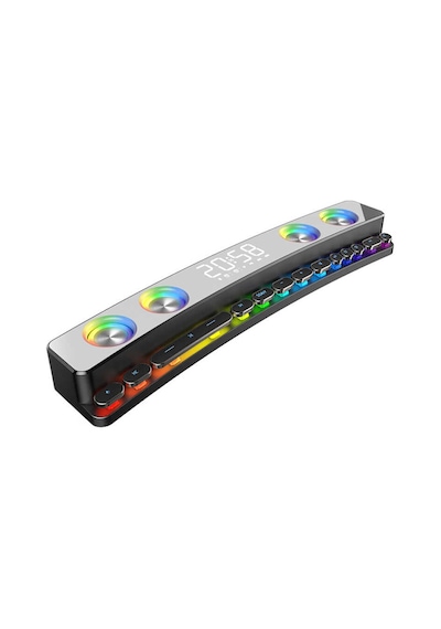Gaming Kablosuz Bluetooth Speaker Hoparlör Renkli Rgb Işıkları, 12w Güçlü Sesi Dijital Saat Ve Alarm