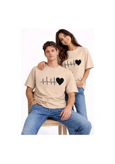 Nevermınd Sevgili Kombini Kalp Ritmi Baskılı Çift Tişört Oversize Unisex Partner Kombin Çift Seti Bej Bej Nevermınd Sevgili Kombini Kalp Ritmi Baskılı Çift Tişört Oversize Unisex Partner Kombin Çift Seti Bej Bej