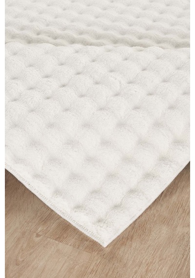 Villadia Home Textile Krem Yumuşak Bubble Puffy Post Kaymaz Taban Peluş Halı Yolluk Yıkanabilir Oturma Salon Koridor Çocuk Yatak Mutfak Odası Vd5010krem