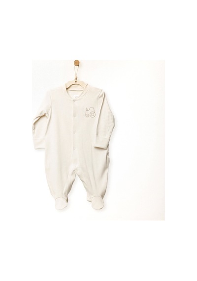 Andywawa Erkek Bebek Romper Bamboo Casual Çizgili Patikli Tulum K Krem