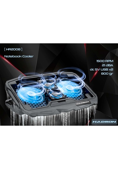 Hadron Hr2008 Notebook Soğutucu Ledli 4 Fanlı Yükseklik Kademeli